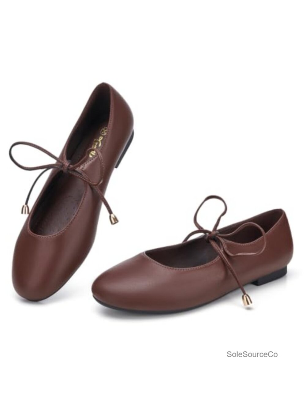 Lace Up Ballet Flats Women Mary Jane Shoes Round Toe Dressy Comfortable